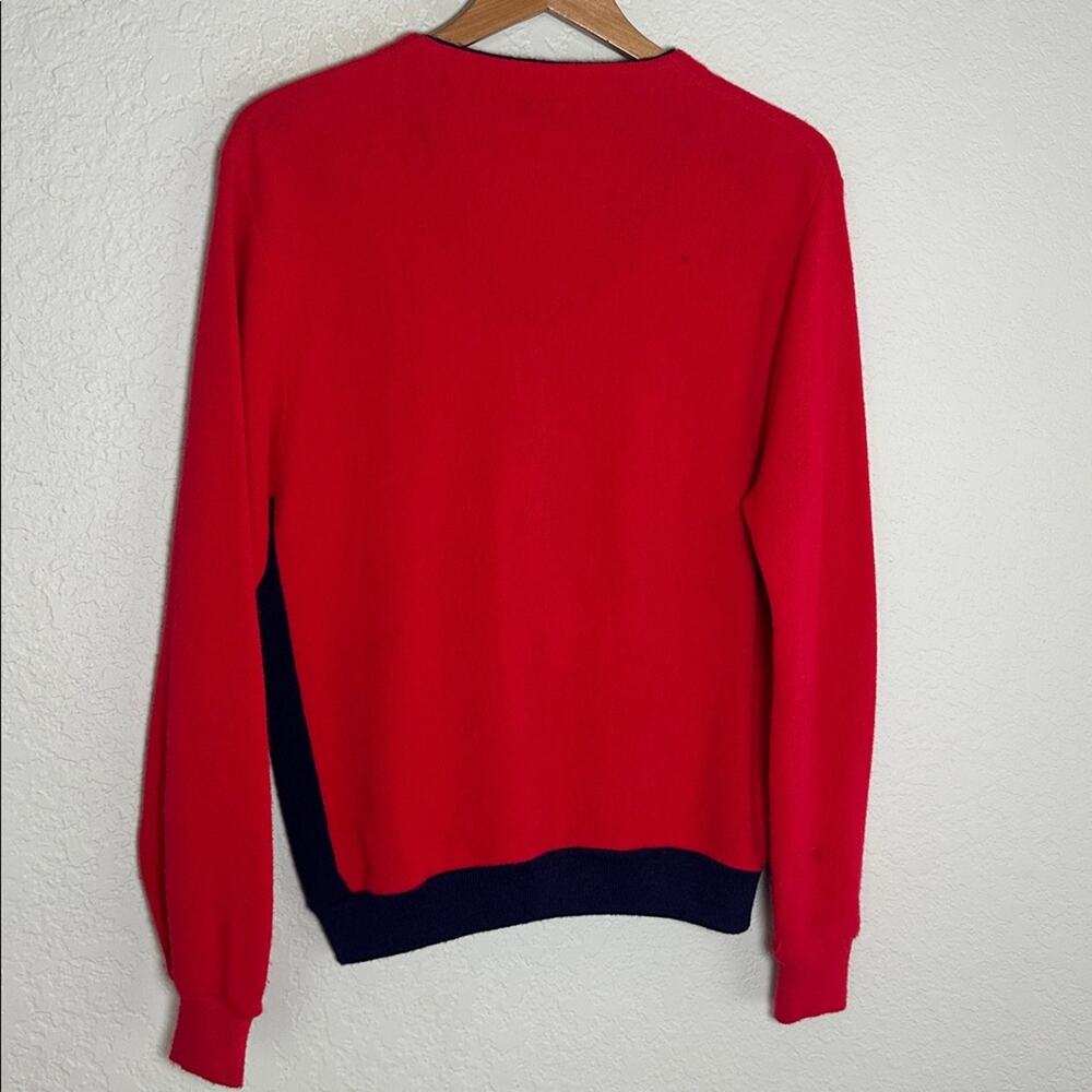Vintage IZOD Men's Red Cardigan Sweater V Neck Preppy Old Money Country Club - Picture 6 of 8